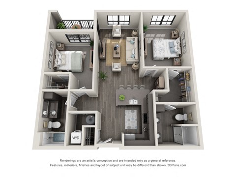 2 bed 2 bath floor plan B at 5300 Centre, Missouri, 63376